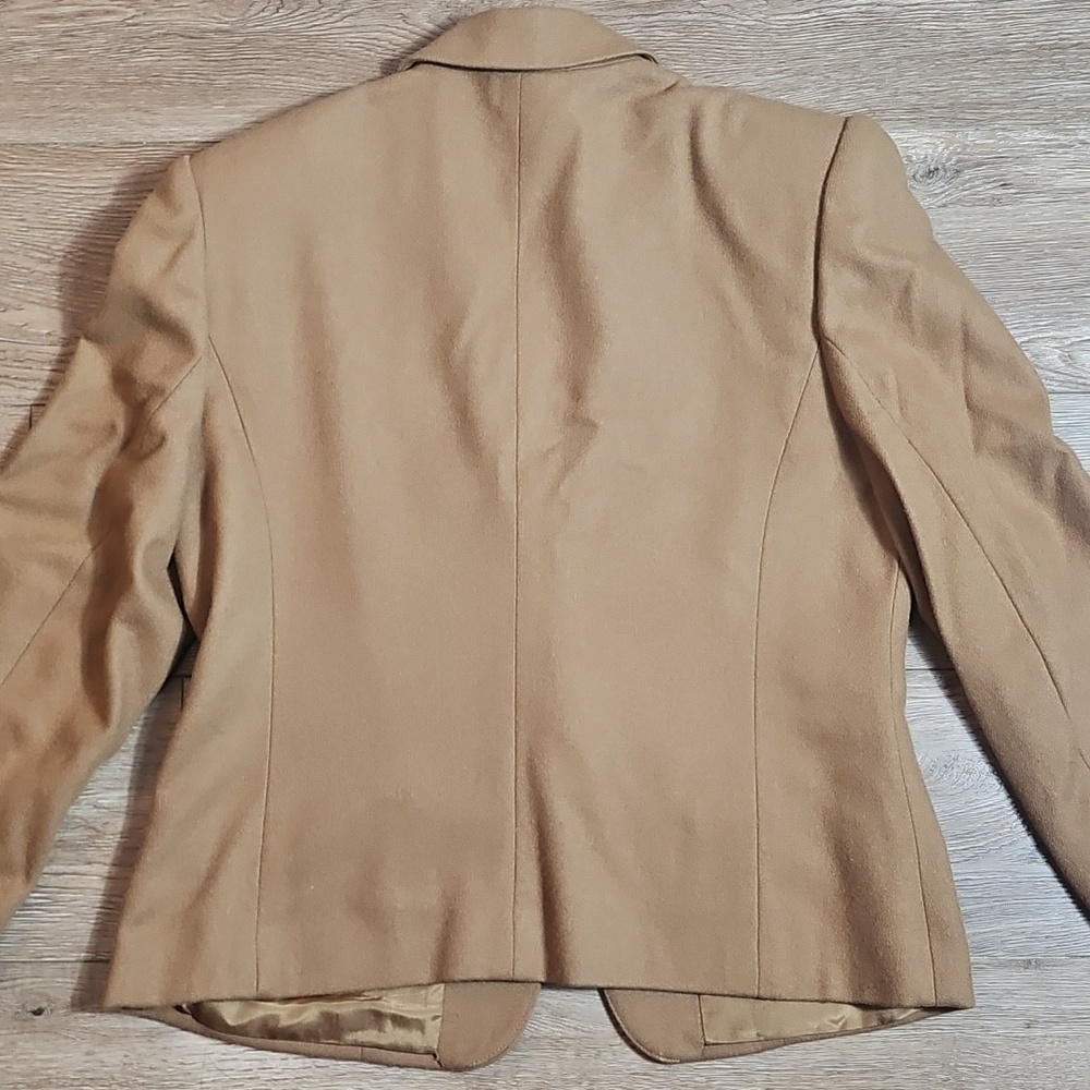 Vintage 70s 80s Koret 100% Wool Camel Tan 2 Piece Skirt & Blazer Coord Suit Set - Picture 6 of 15